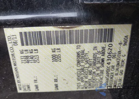 2014 Nissan Maxima 3.5 S from USA, damaged, VIN 1N4AA5AP0EC430620